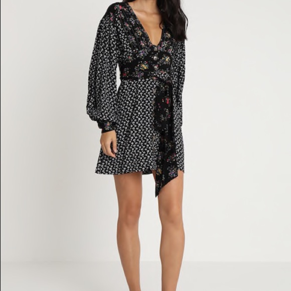 Free People Wonderland Floral Deep-V Dress